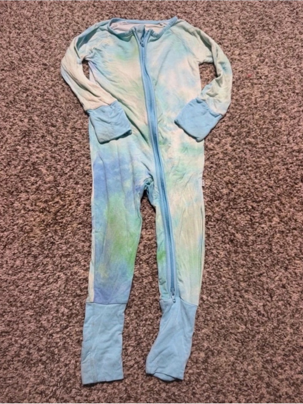 Little Sleepies Blue Tie-Dye One-Piece Bamboo Pajamas